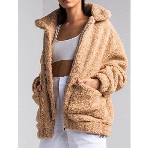 I.AM.GIA Pixie Oversized Coat Teddy in Caramel Cozy Casual Y2K sz XS - Picture 3 of 10